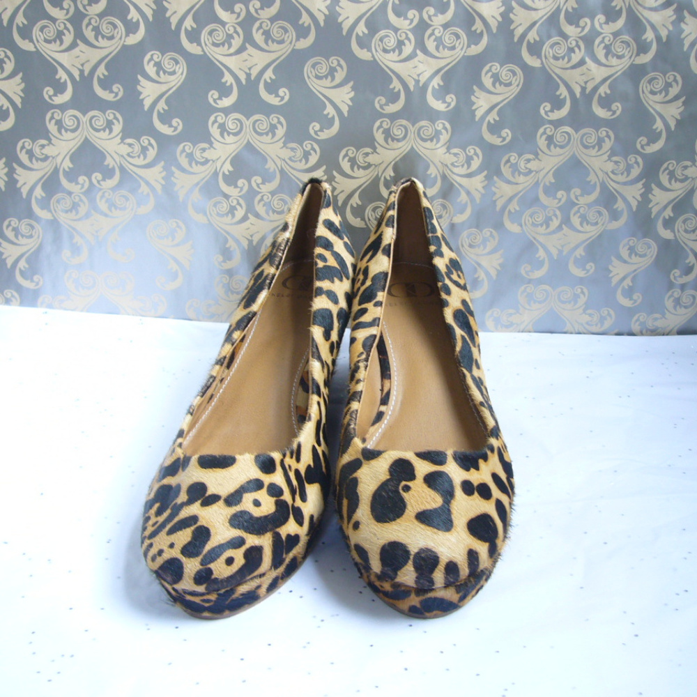 Kelsi Dagger Leopard Print Calf Hair Wedge - 7.5 M